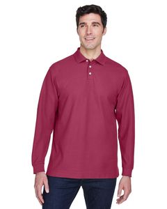 Devon & Jones D110 - Men's Pima Piqué Long-Sleeve Polo Burgundy