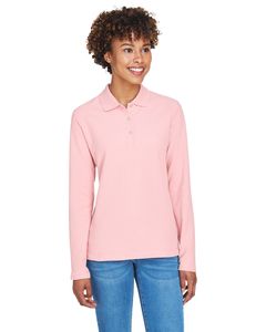 Devon & Jones D110W - Ladies Pima Piqué Long-Sleeve Polo Pink