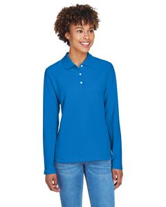 Devon & Jones D110W - Ladies Pima Piqué Long-Sleeve Polo French Blue