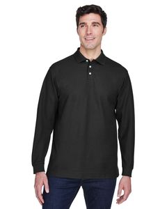 Devon & Jones D110 - Men's Pima Piqué Long-Sleeve Polo Black