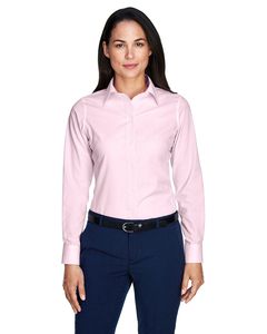 Devon & Jones D645W - Ladies Crown Collection Banker Stripe Pink