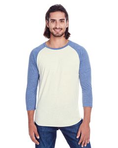 Threadfast 302G - Unisex Triblend 3/4-Sleeve Raglan Cream/Navy Trib