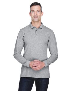 Harriton M265L - 5.6 oz. Easy Blend Long-Sleeve Polo Grey Heather